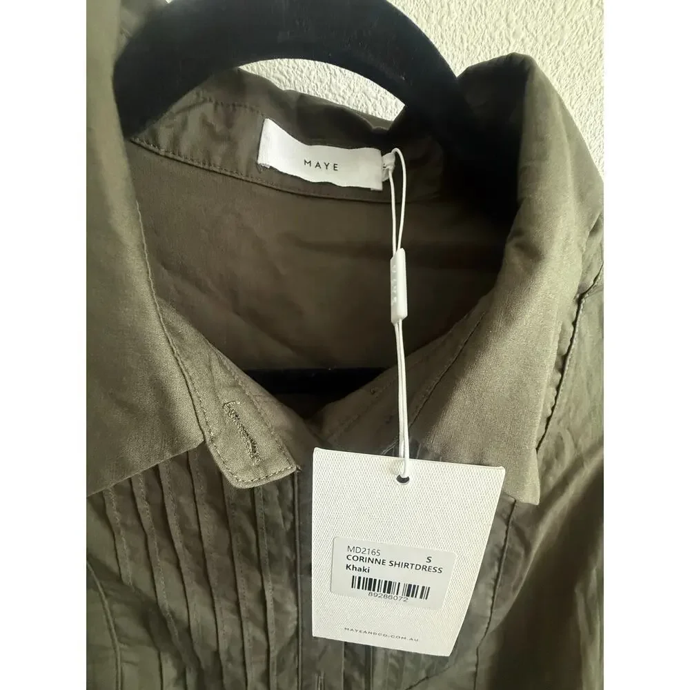 NWT Maye Corinne Shirtdress -Olive -Small - Picture 4 of 4